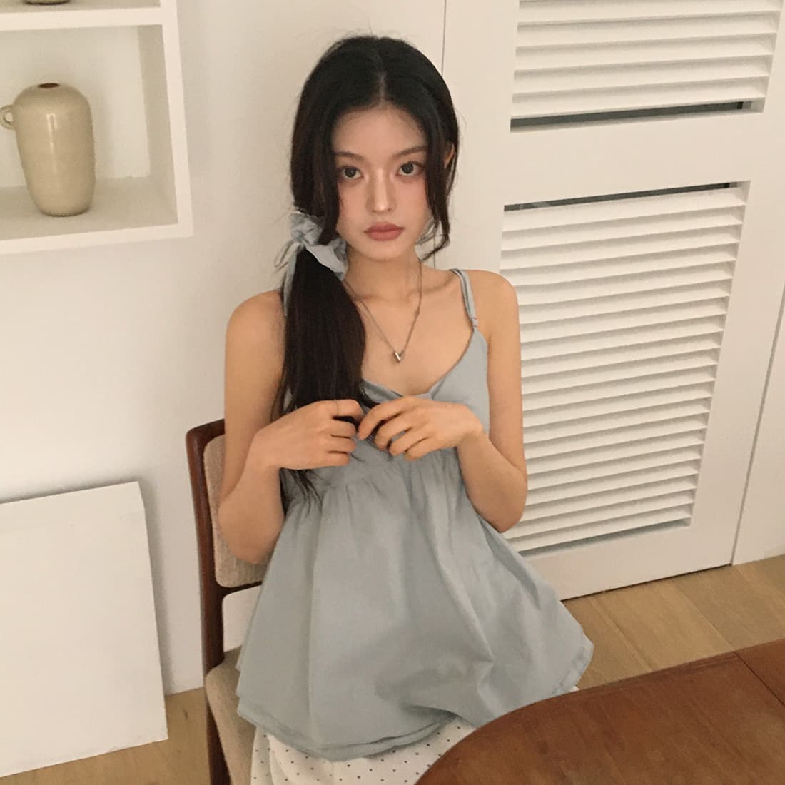 있음 선적 사이즈 업데이트 한국 chic 여름 새로운 이중층 치마 스타일 조끼 슬립 맨위 머리카락 올가미 로드 중 상세 이미지 10