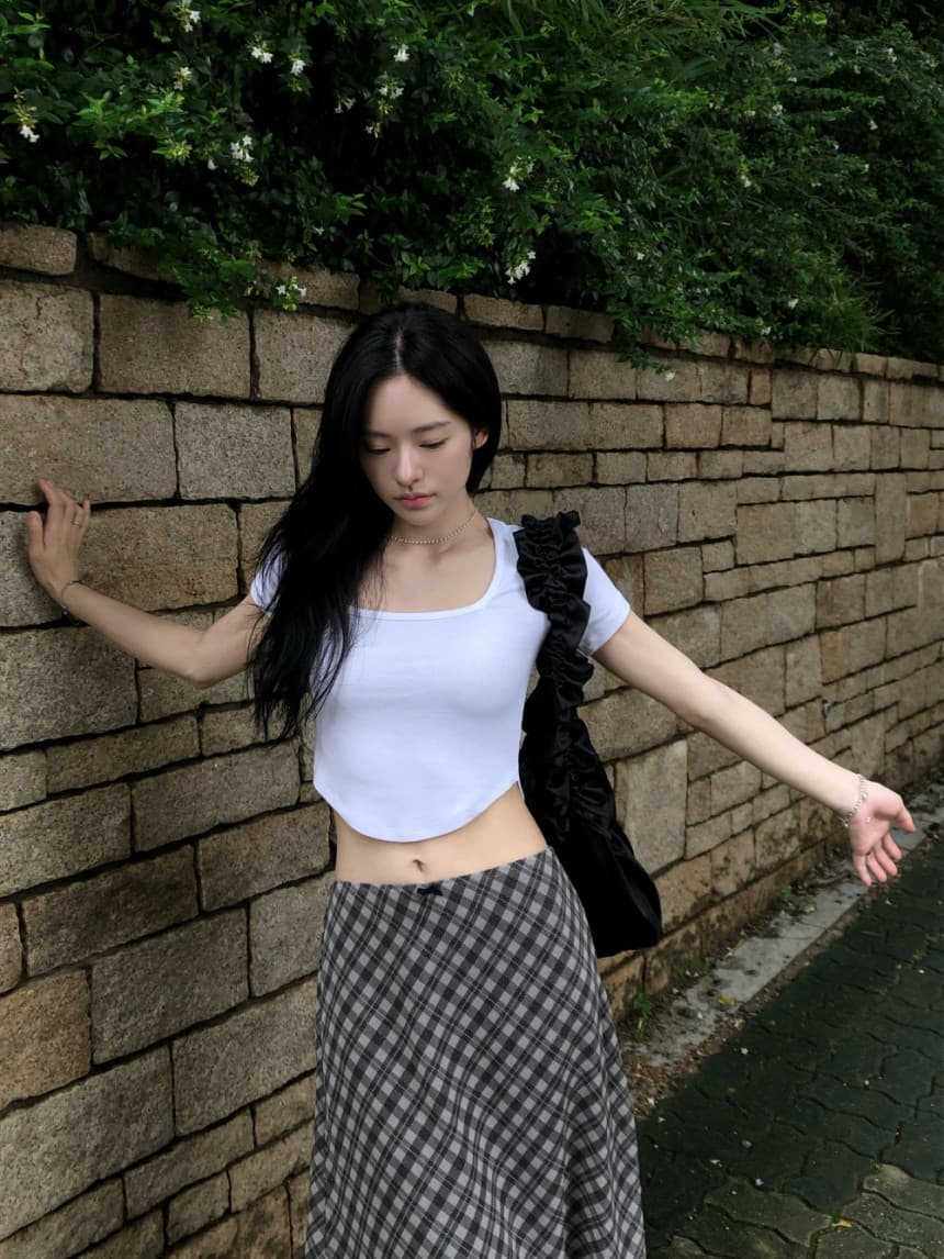 있음 선적 사이즈 업데이트 한국 chic 여름 새로운 프랑스식 레트로 체크무늬 반신 스커트 타이트 스커트 상세 이미지 12