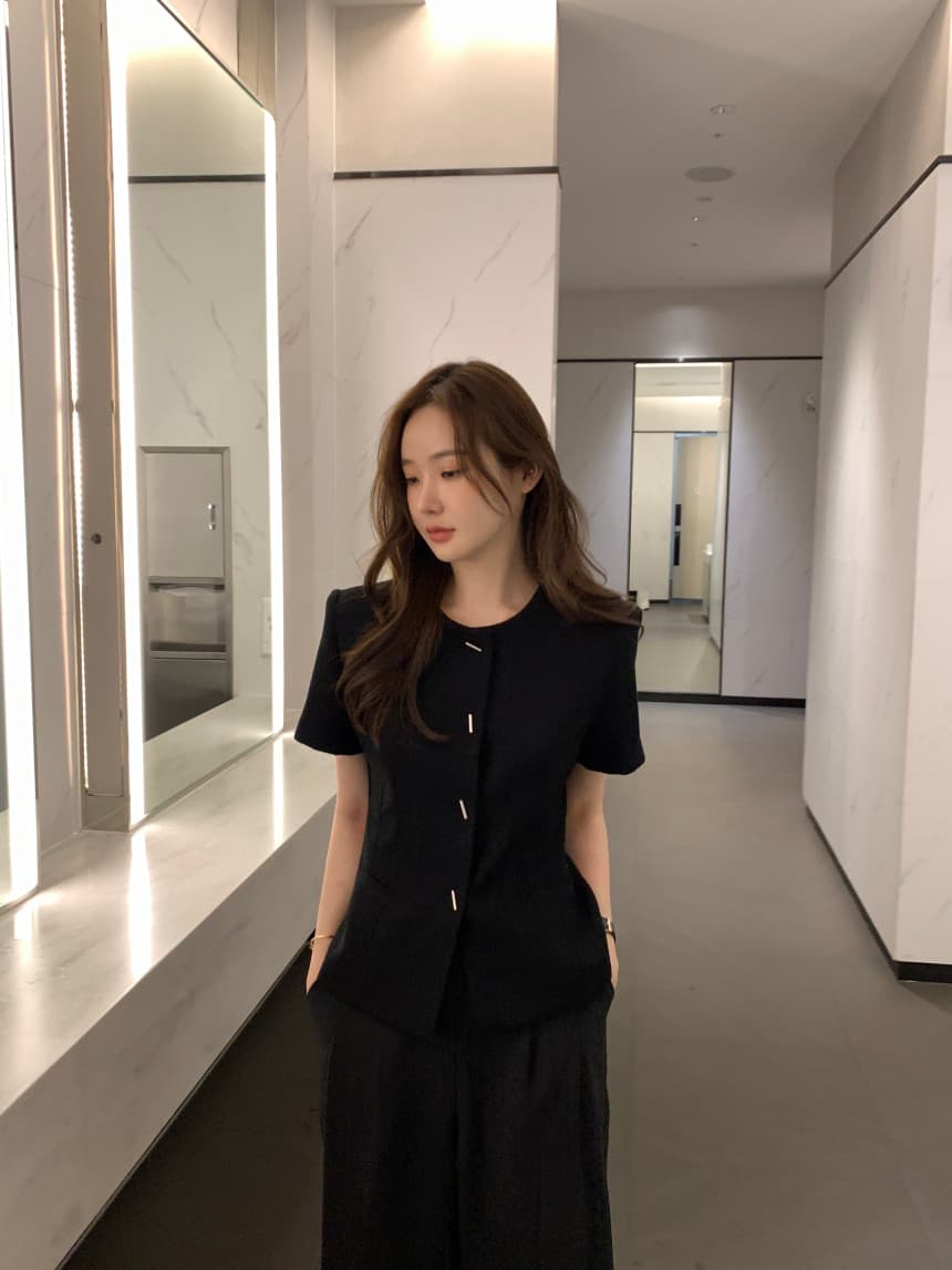 있음 선적 사이즈 업데이트 한국 chic 여름 새로운 프랑스식 작은 샤넬 스타일 라운드 넥 반팔 작은 외투 상세 이미지 21