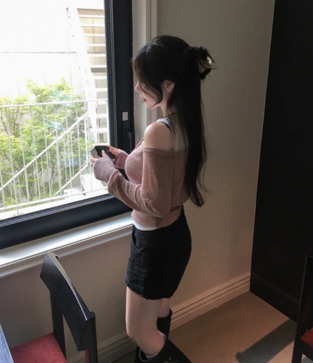 한국 chic 이른 가을 새로운 ins 한 단어 섹시함 슬림해 보이는 쇼트 스타일 긴팔 니트 오픈 가디건 상세 이미지 17