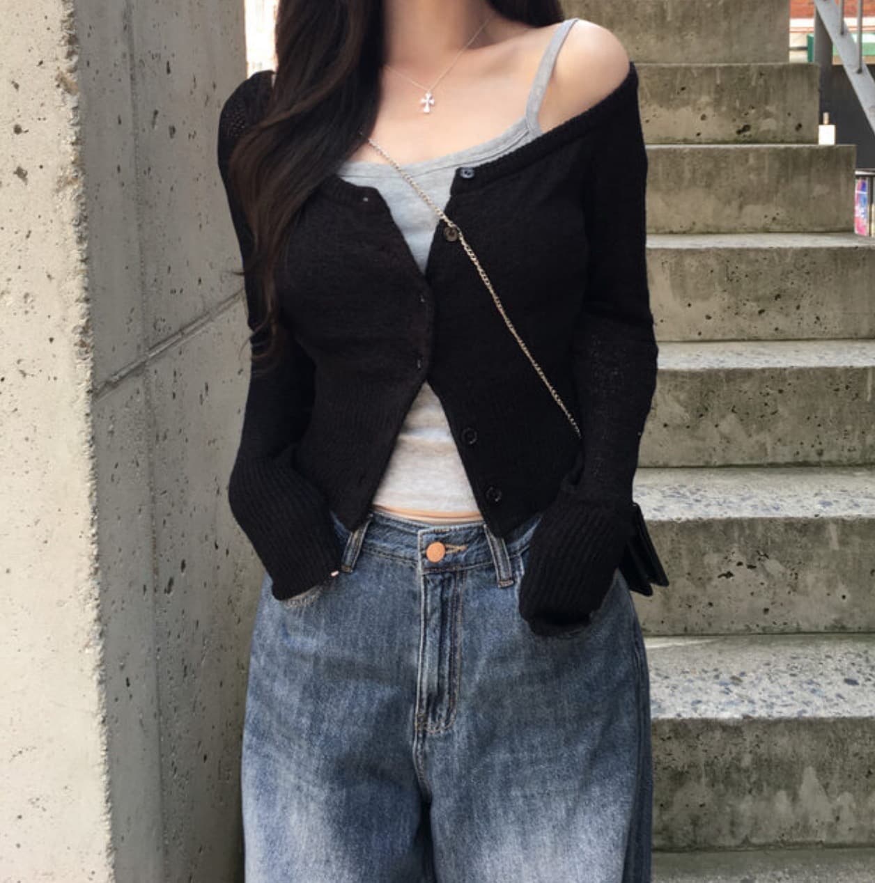 한국 chic 이른 가을 새로운 ins 한 단어 섹시함 슬림해 보이는 쇼트 스타일 긴팔 니트 오픈 가디건 상세 이미지 20