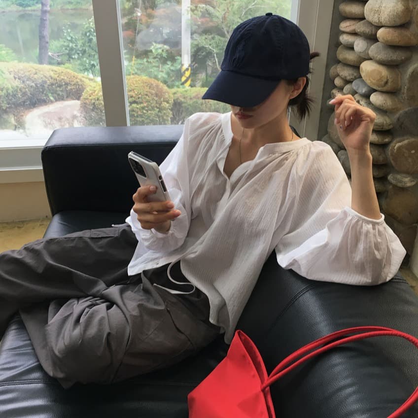 한국 chic 가을 새로운 ins 수직 곡물 리본 느긋한 루즈핏 긴팔 셔츠 이미지 2