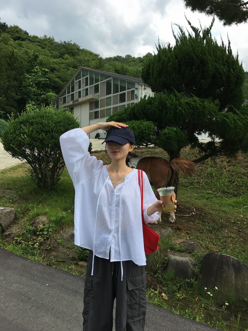 한국 chic 가을 새로운 ins 수직 곡물 리본 느긋한 루즈핏 긴팔 셔츠 상세 이미지 34