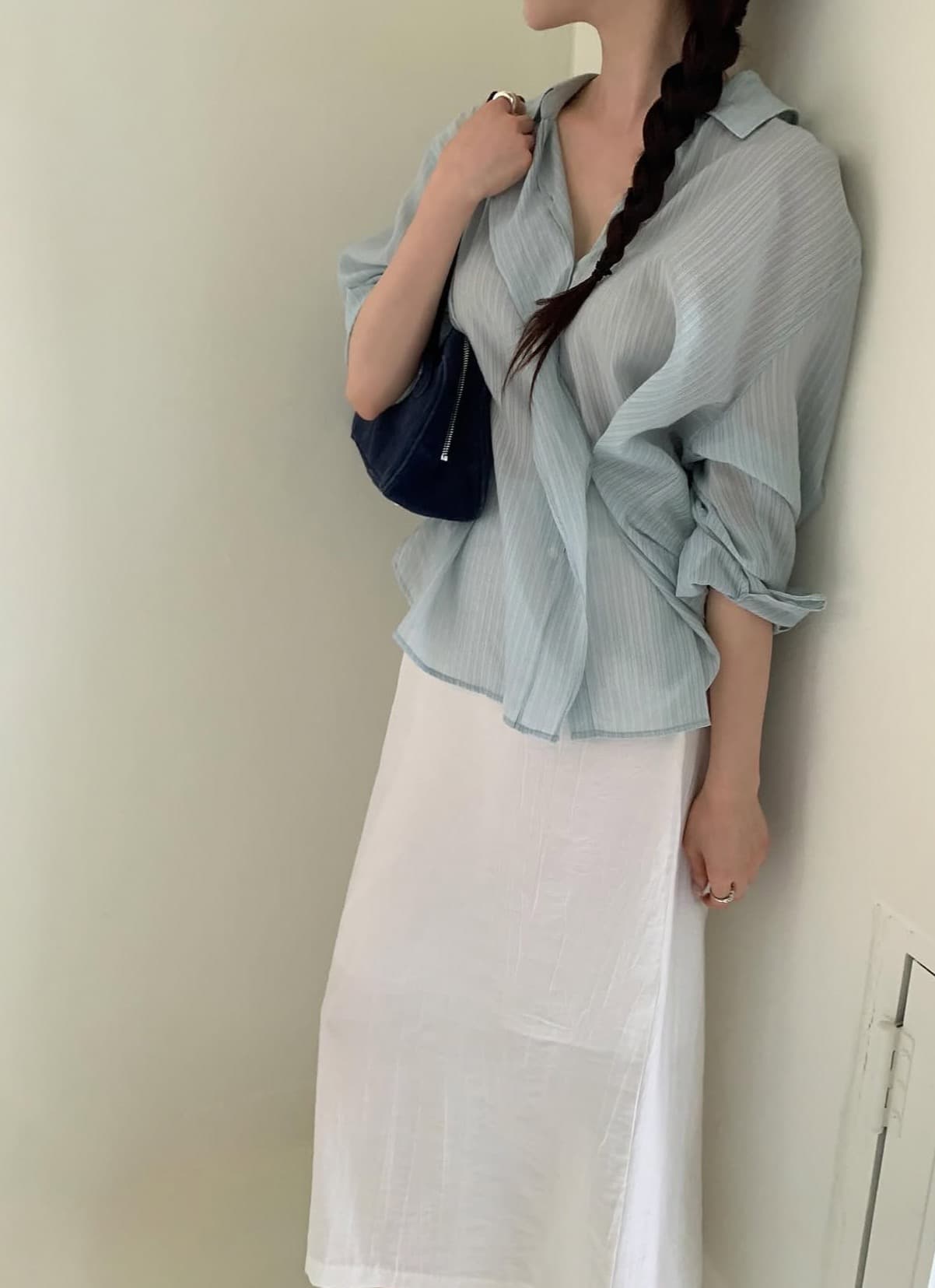 한국 chic 가을 새로운 ins 품격 디자인 센스 불규칙 측면 레이스업 긴팔 셔츠 상세 이미지 15