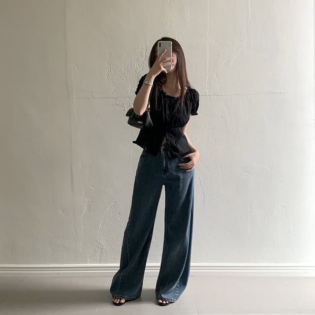 있음 선적 사이즈 업데이트 한국 chic 여름 새로운 오프숄더 보트넥 달콤함 프릴 반팔 셔츠 상세 이미지 9