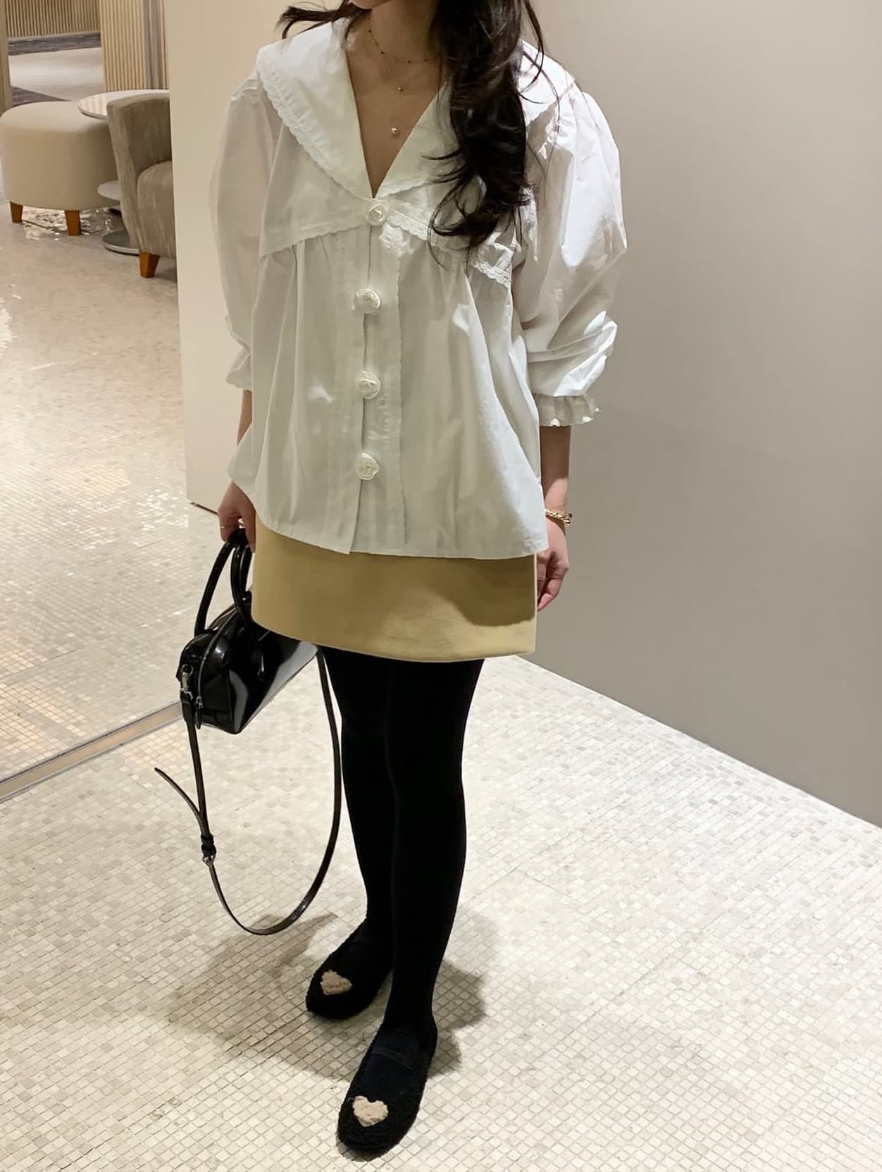 있음 선적 사이즈 업데이트 한국 chic 가을 새로운 한 부서 폴로 칼라 꽃 다용도 셔츠 상세 이미지 5