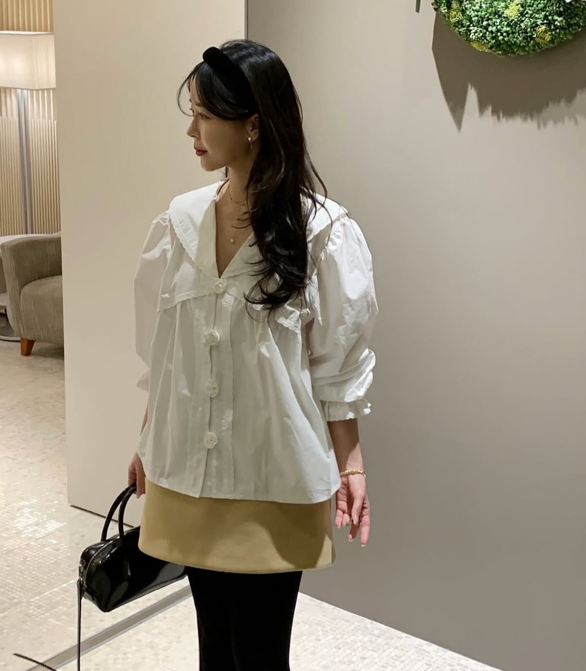 있음 선적 사이즈 업데이트 한국 chic 가을 새로운 한 부서 폴로 칼라 꽃 다용도 셔츠 상세 이미지 6