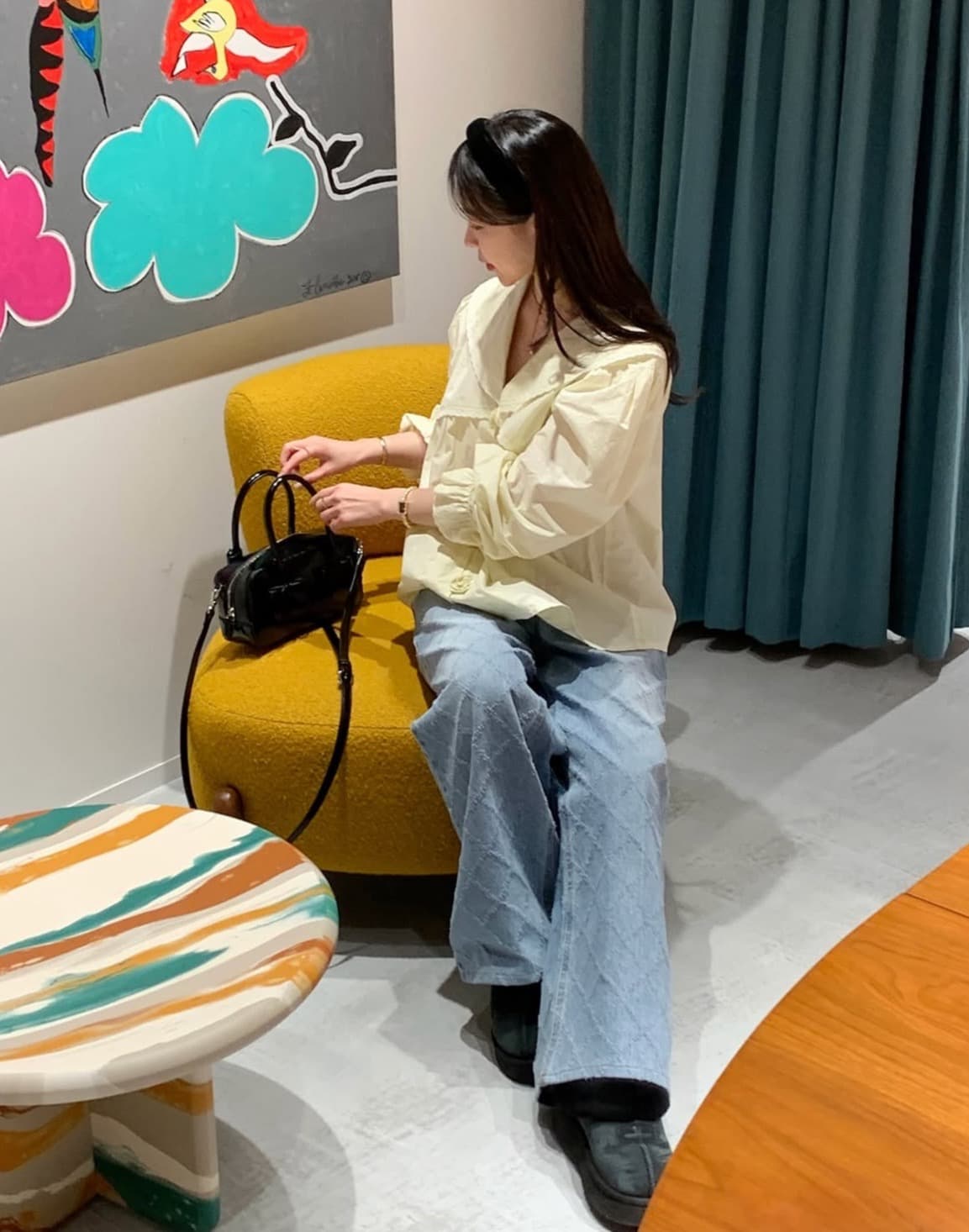 있음 선적 사이즈 업데이트 한국 chic 가을 새로운 한 부서 폴로 칼라 꽃 다용도 셔츠 상세 이미지 32