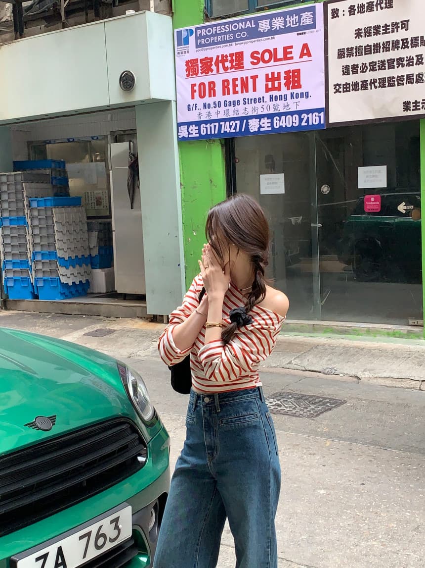 있음 선적 사이즈 업데이트 한국 chic 가을 스트라이프 오프숄더 긴팔 티셔츠 여성 슬림해 보이는 다용도 맨위 상세 이미지 11