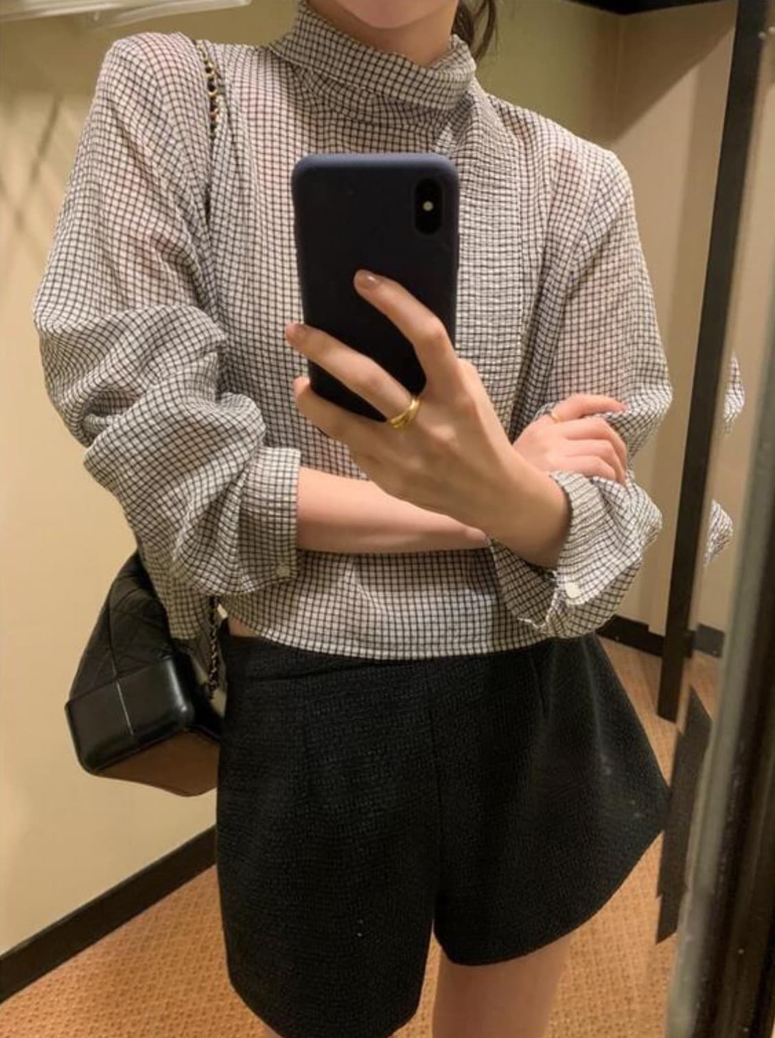 한국 chic 가을 새로운 ins 스탠드 칼라 리본 레트로 다용도 긴팔 셔츠 상세 이미지 1