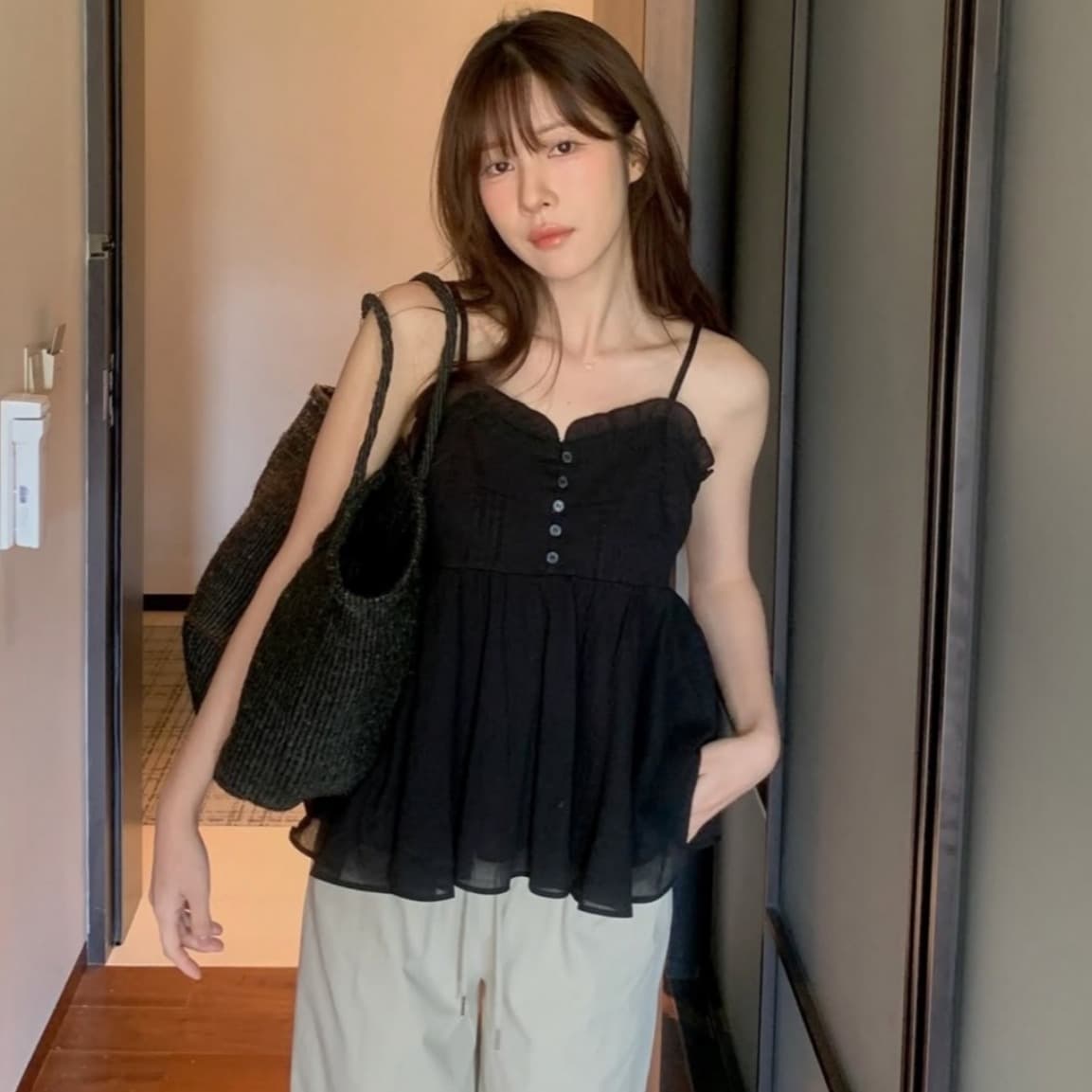 있음 선적 사이즈 업데이트 한국 chic 여름 새로운 부드러운 바람 달콤함 레이스 품격 연령 감소 캐미솔 이미지 4