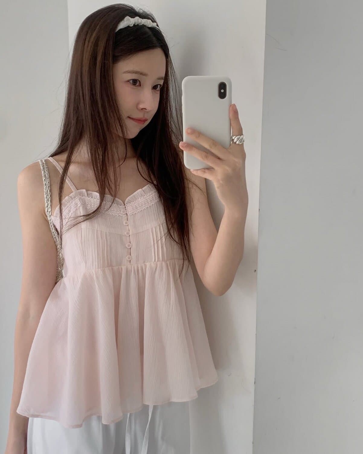 있음 선적 사이즈 업데이트 한국 chic 여름 새로운 부드러운 바람 달콤함 레이스 품격 연령 감소 캐미솔 상세 이미지 1