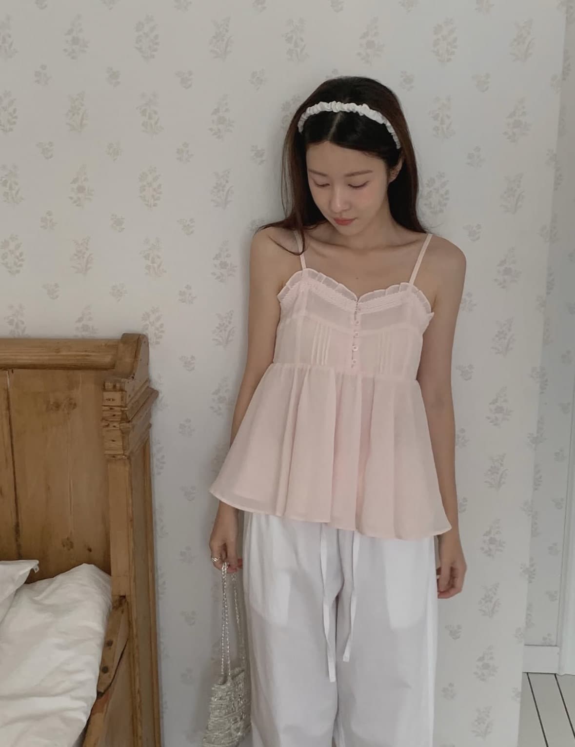 있음 선적 사이즈 업데이트 한국 chic 여름 새로운 부드러운 바람 달콤함 레이스 품격 연령 감소 캐미솔 상세 이미지 7