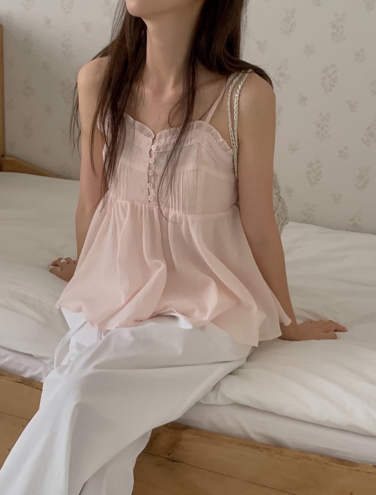 있음 선적 사이즈 업데이트 한국 chic 여름 새로운 부드러운 바람 달콤함 레이스 품격 연령 감소 캐미솔 상세 이미지 12