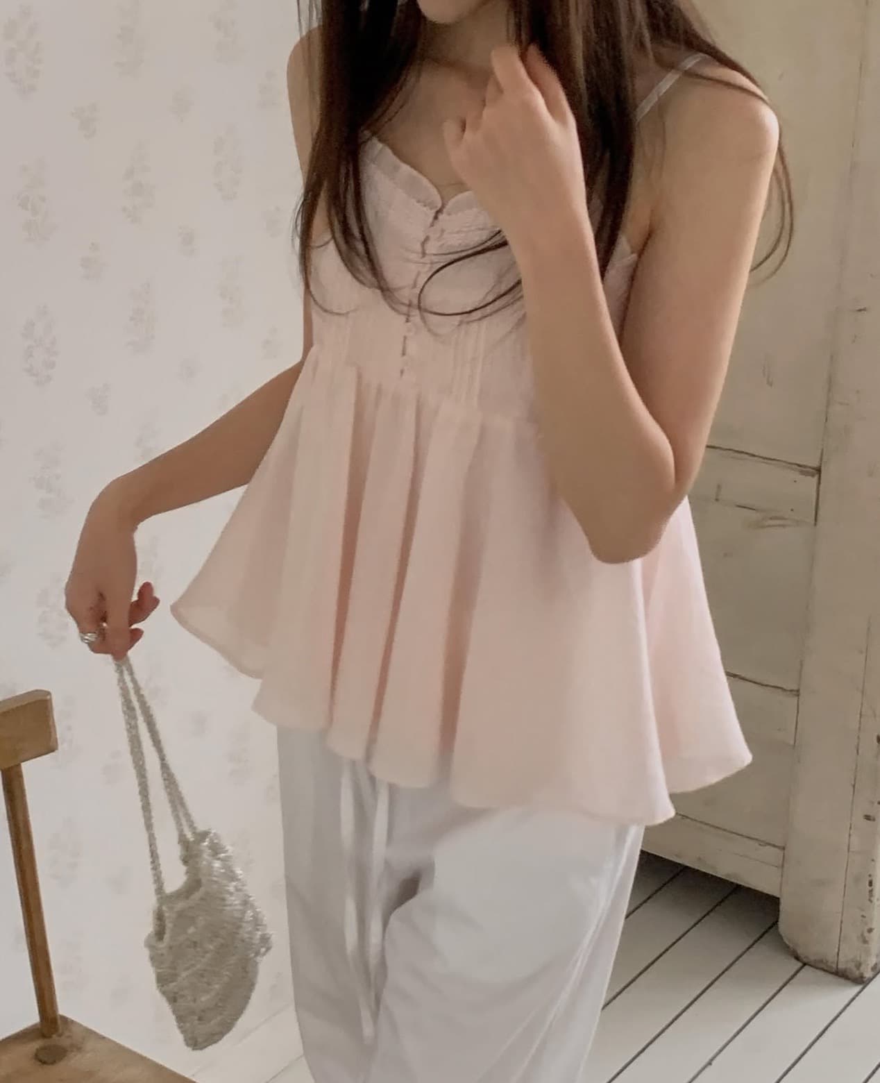 있음 선적 사이즈 업데이트 한국 chic 여름 새로운 부드러운 바람 달콤함 레이스 품격 연령 감소 캐미솔 상세 이미지 15