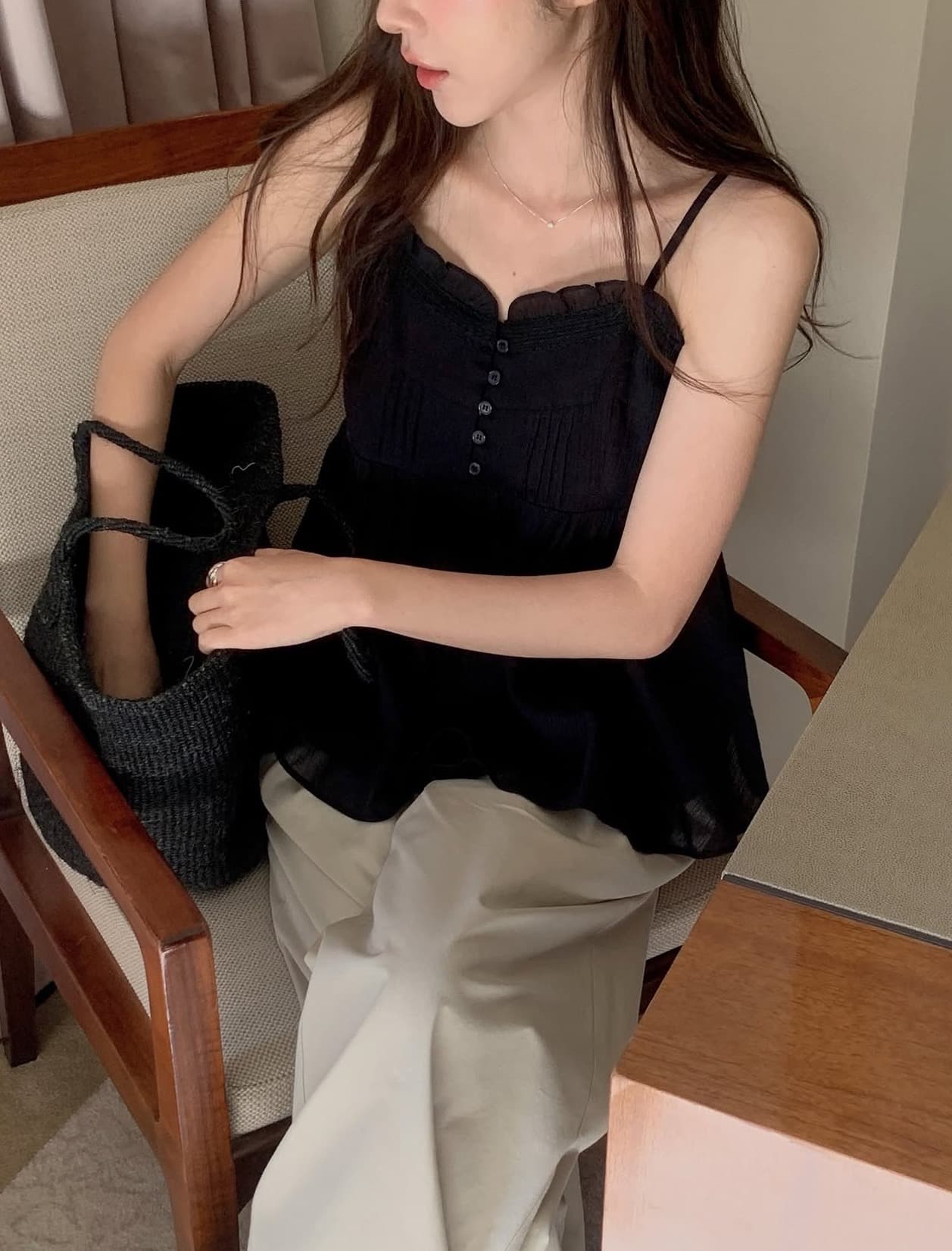 있음 선적 사이즈 업데이트 한국 chic 여름 새로운 부드러운 바람 달콤함 레이스 품격 연령 감소 캐미솔 상세 이미지 21