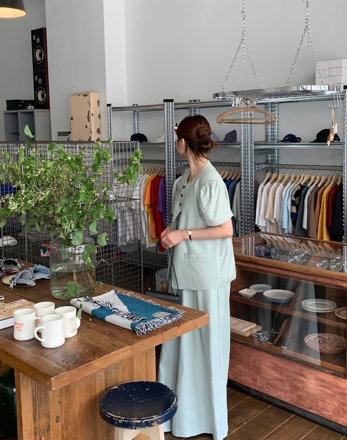 있음 선적 사이즈 업데이트 한국 chic 여름 새로운 반팔 재킷 맨위 넓은 다리 슬림해 보이는 긴 바지 세트 상세 이미지 10