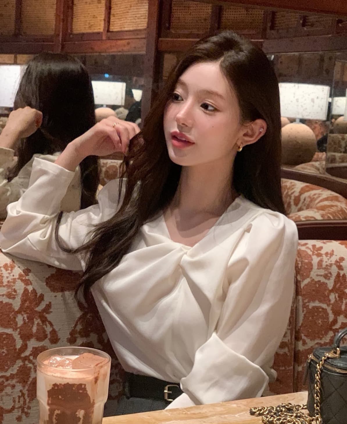 있음 선적 사이즈 업데이트 한국 chic 가을 새로운 한 부서 달콤함 주름 칼라 다용도 긴팔 셔츠 상세 이미지 1