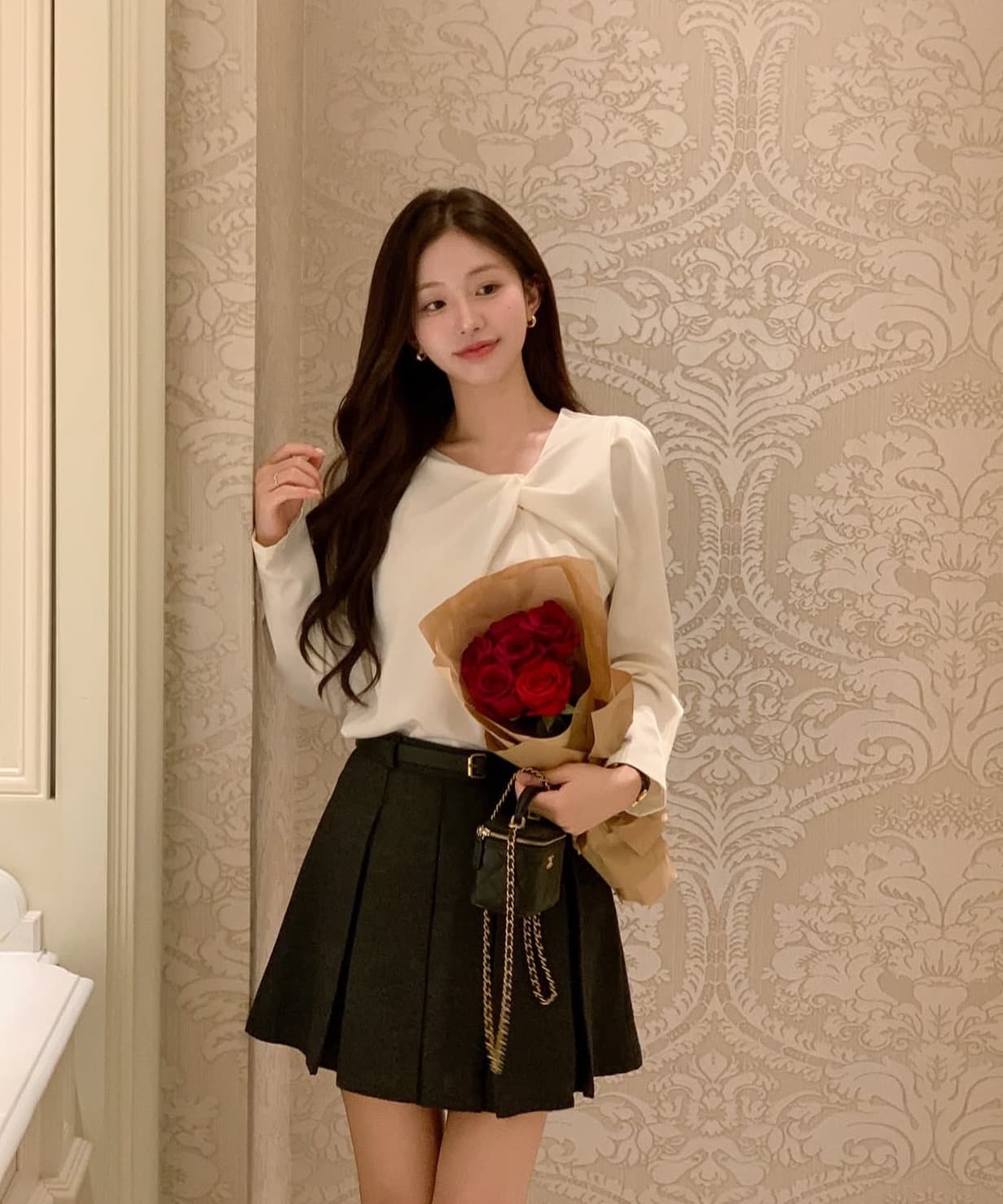 있음 선적 사이즈 업데이트 한국 chic 가을 새로운 한 부서 달콤함 주름 칼라 다용도 긴팔 셔츠 상세 이미지 6