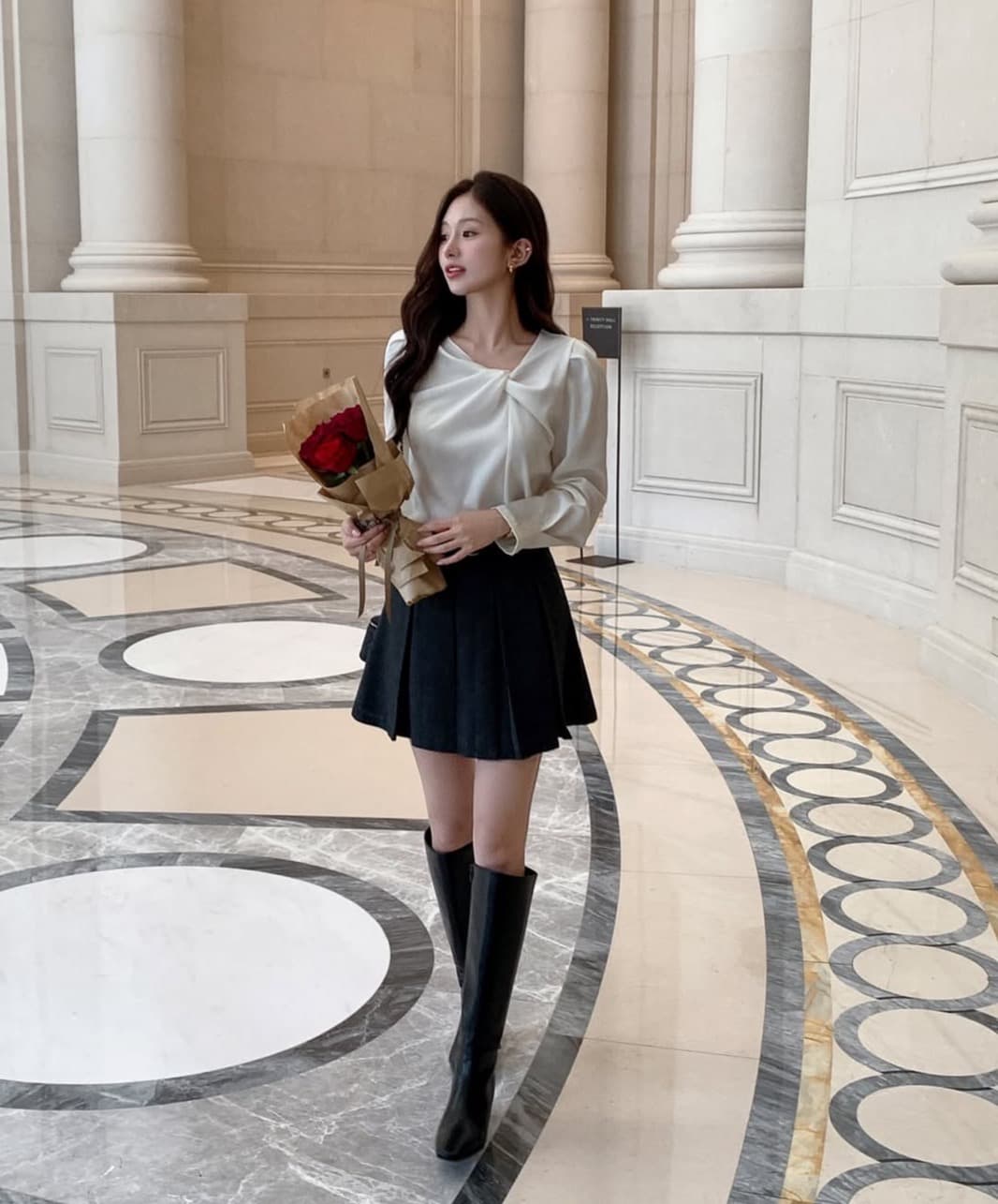 있음 선적 사이즈 업데이트 한국 chic 가을 새로운 한 부서 달콤함 주름 칼라 다용도 긴팔 셔츠 상세 이미지 9