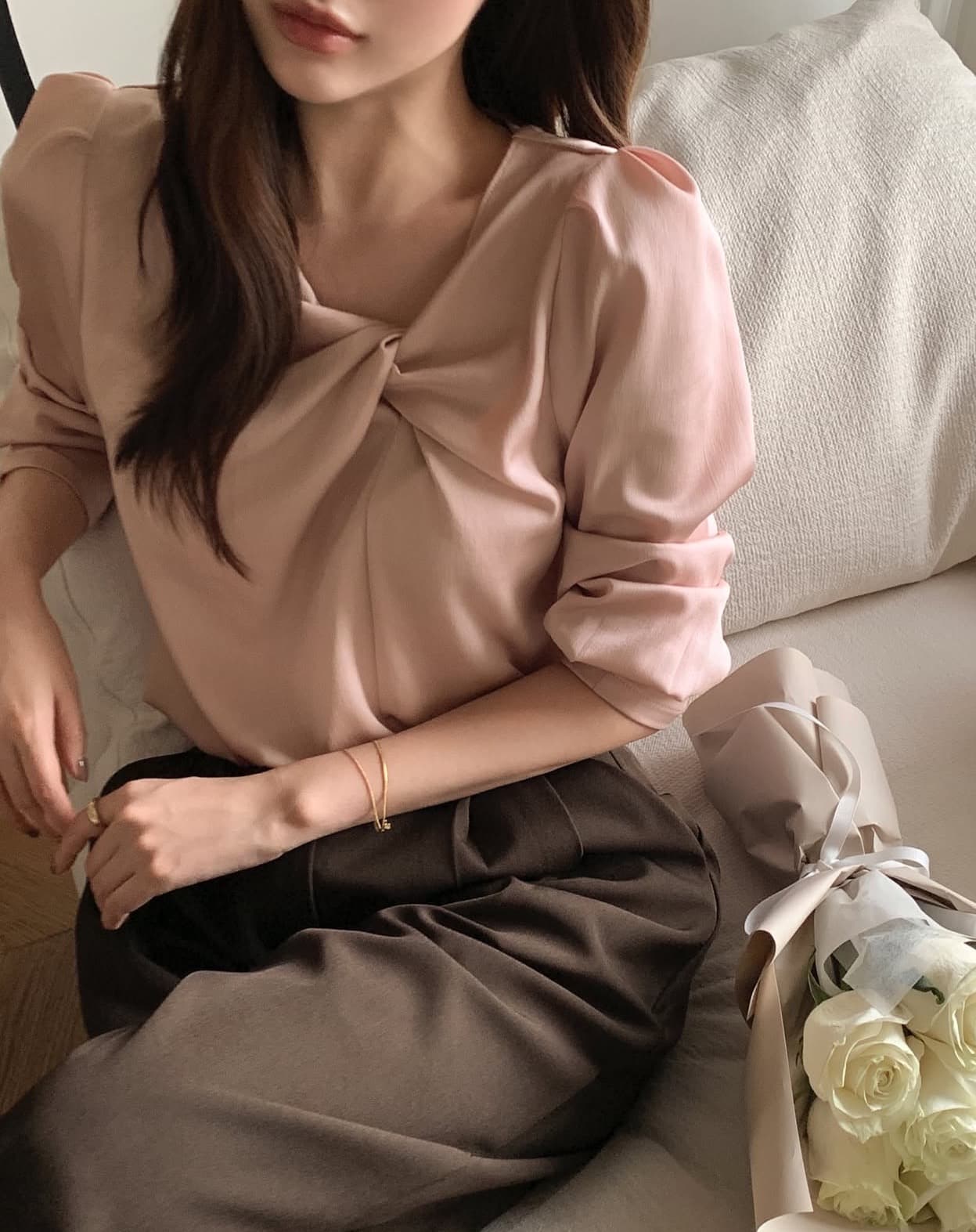 있음 선적 사이즈 업데이트 한국 chic 가을 새로운 한 부서 달콤함 주름 칼라 다용도 긴팔 셔츠 상세 이미지 11