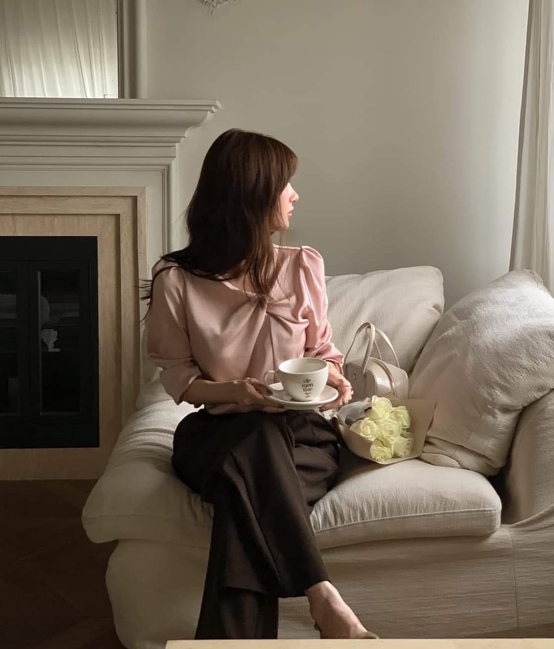 있음 선적 사이즈 업데이트 한국 chic 가을 새로운 한 부서 달콤함 주름 칼라 다용도 긴팔 셔츠 상세 이미지 13