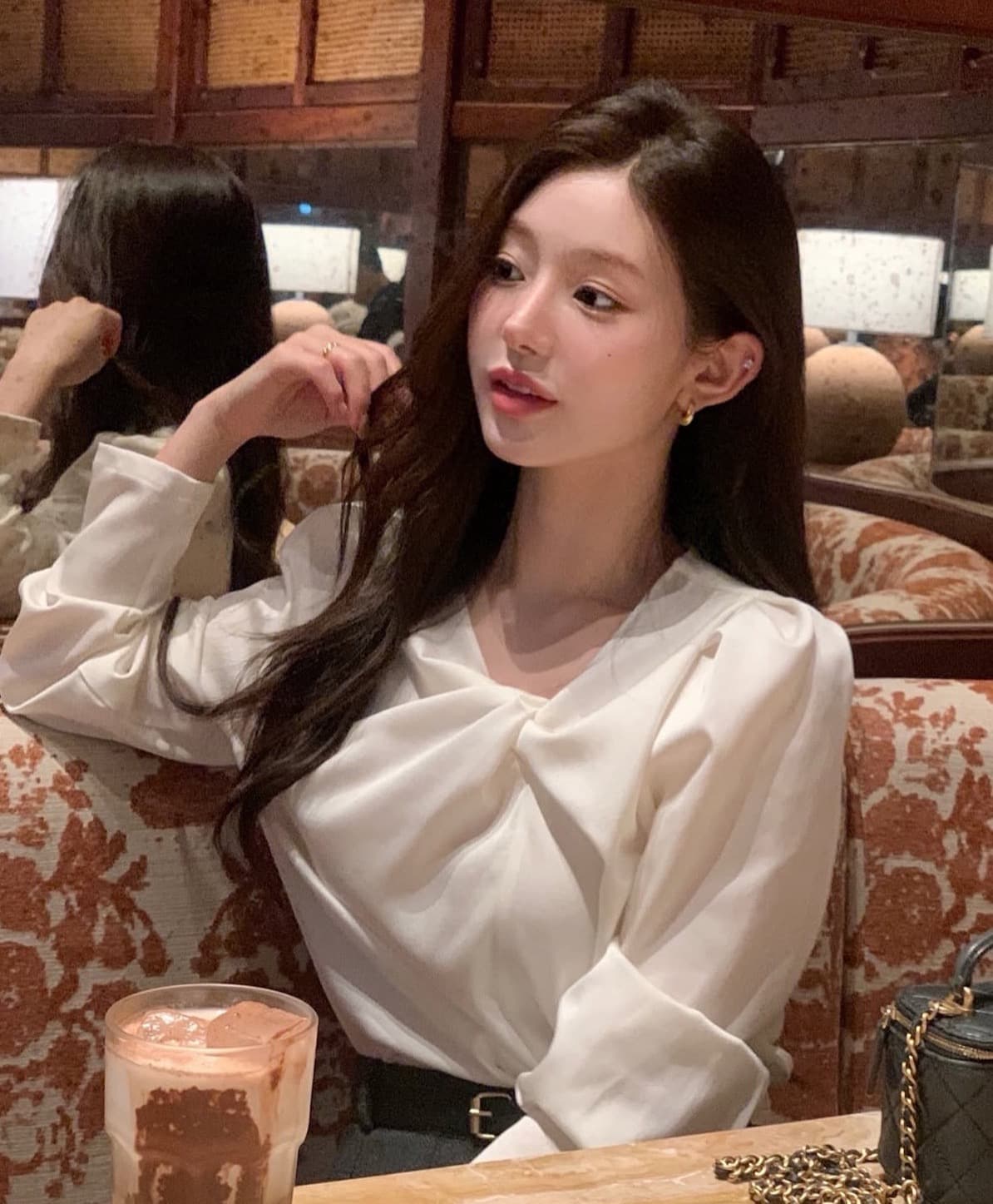 있음 선적 사이즈 업데이트 한국 chic 가을 새로운 한 부서 달콤함 주름 칼라 다용도 긴팔 셔츠 상세 이미지 14