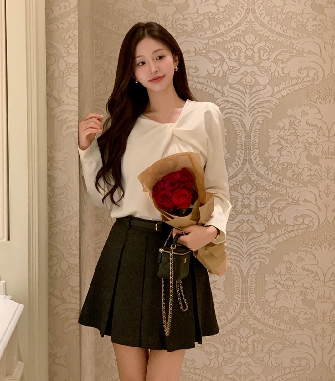 있음 선적 사이즈 업데이트 한국 chic 가을 새로운 한 부서 달콤함 주름 칼라 다용도 긴팔 셔츠 상세 이미지 16