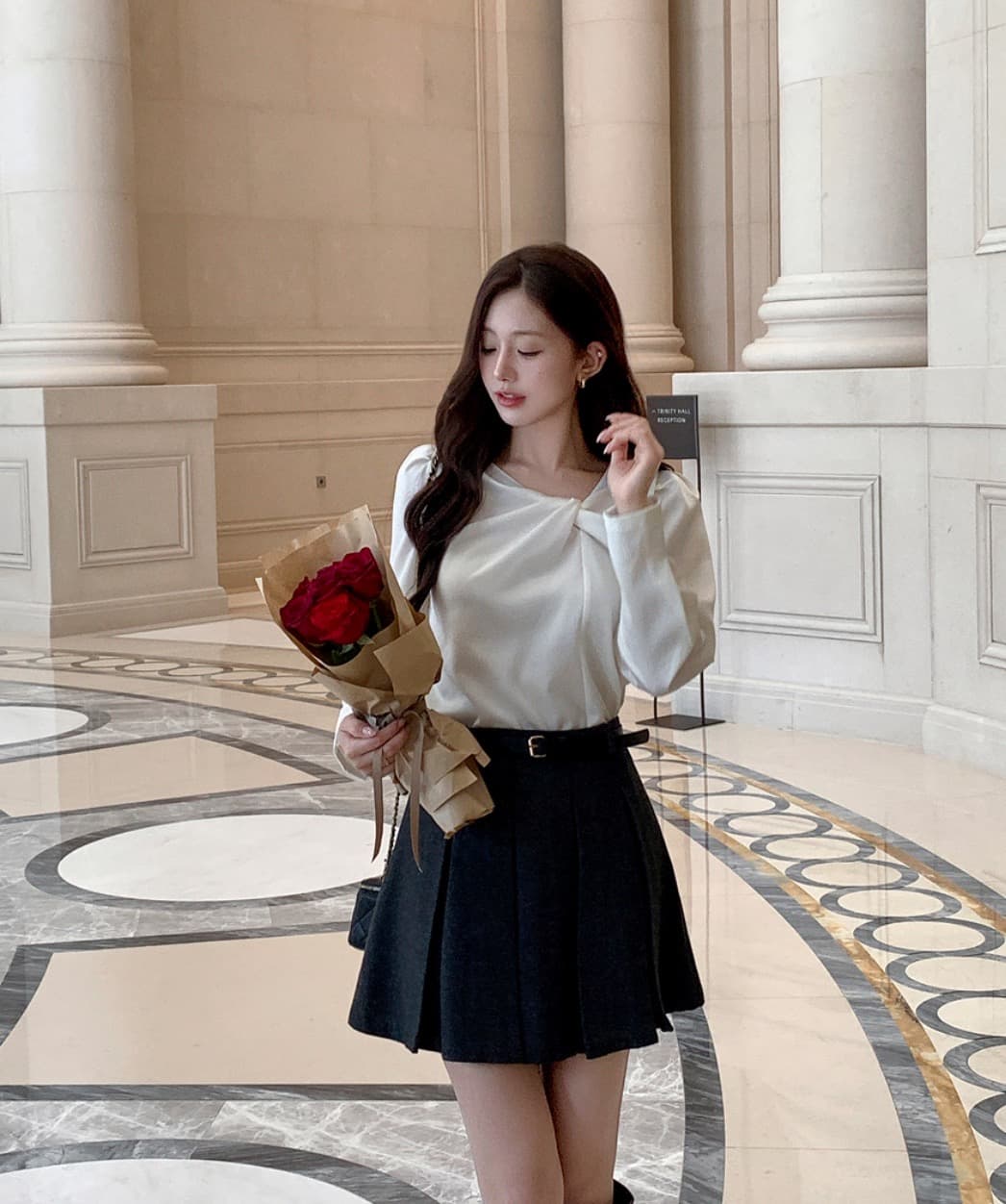 있음 선적 사이즈 업데이트 한국 chic 가을 새로운 한 부서 달콤함 주름 칼라 다용도 긴팔 셔츠 상세 이미지 20