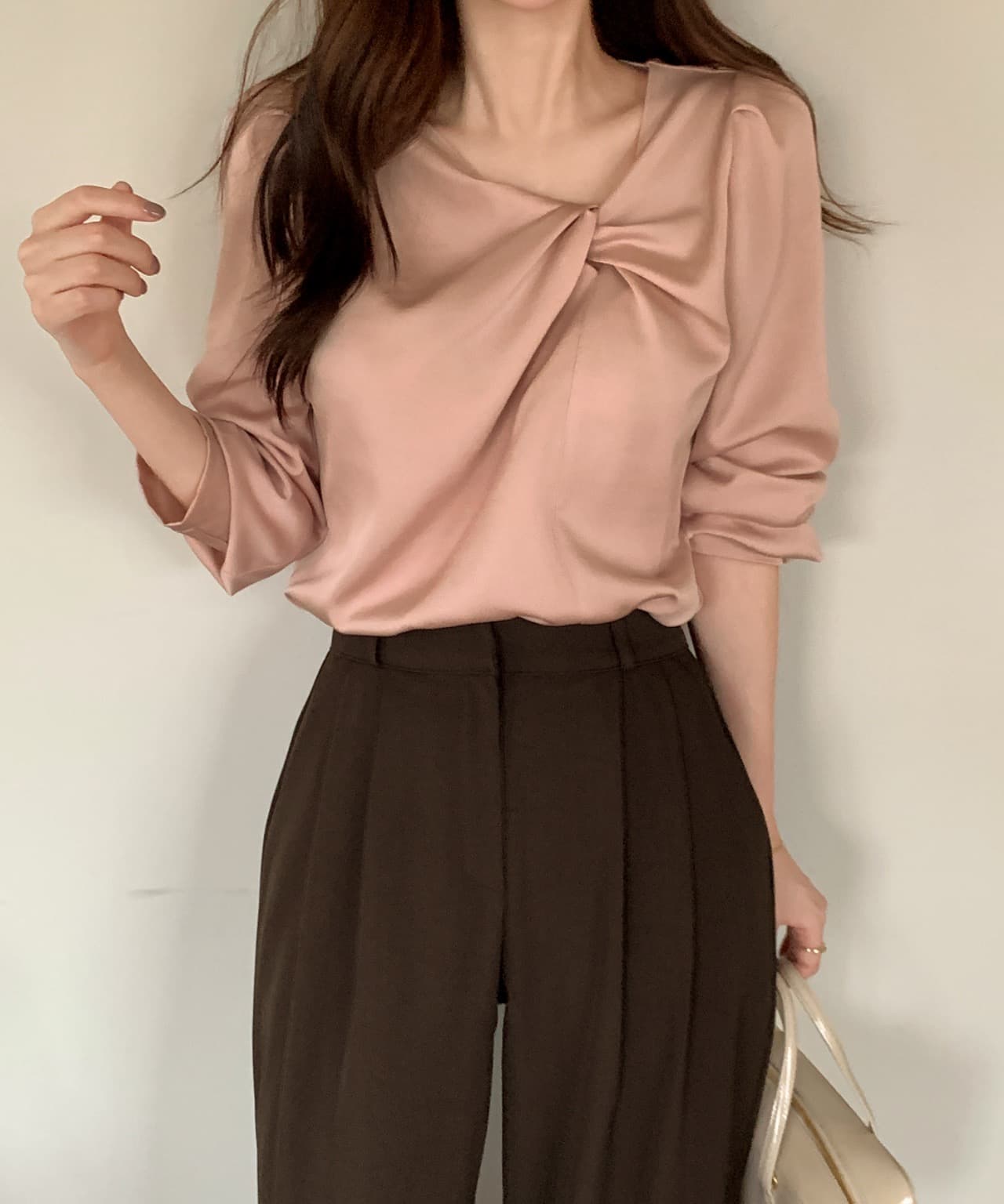 있음 선적 사이즈 업데이트 한국 chic 가을 새로운 한 부서 달콤함 주름 칼라 다용도 긴팔 셔츠 상세 이미지 21