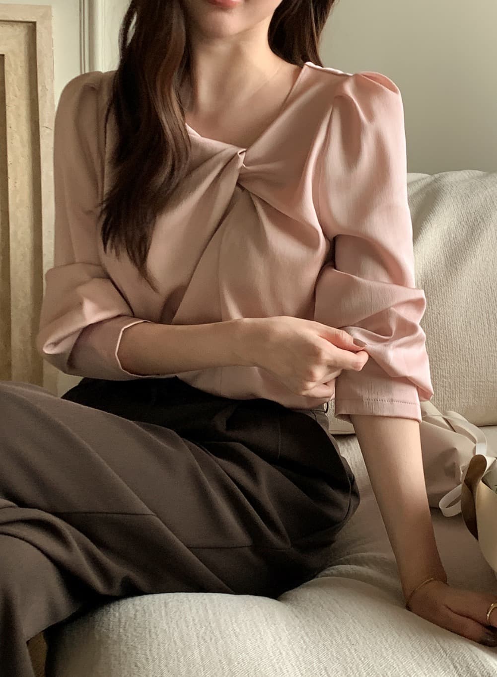 있음 선적 사이즈 업데이트 한국 chic 가을 새로운 한 부서 달콤함 주름 칼라 다용도 긴팔 셔츠 상세 이미지 23