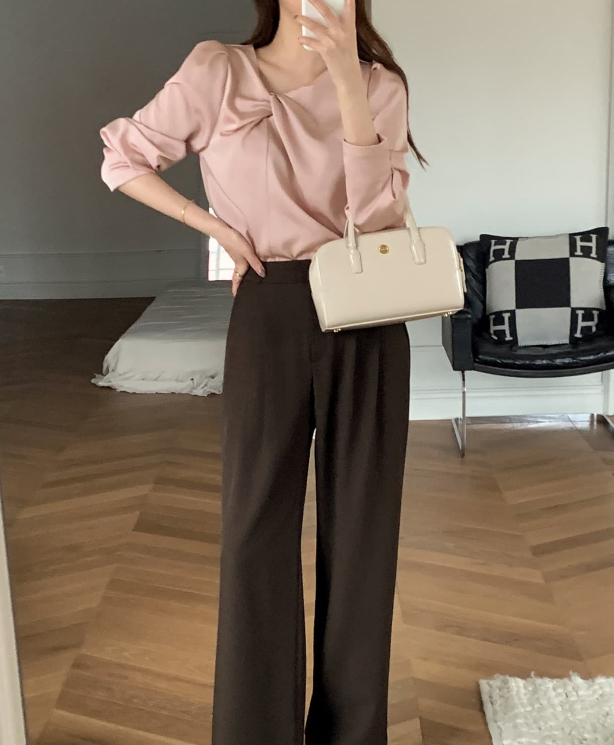 있음 선적 사이즈 업데이트 한국 chic 가을 새로운 한 부서 달콤함 주름 칼라 다용도 긴팔 셔츠 상세 이미지 25