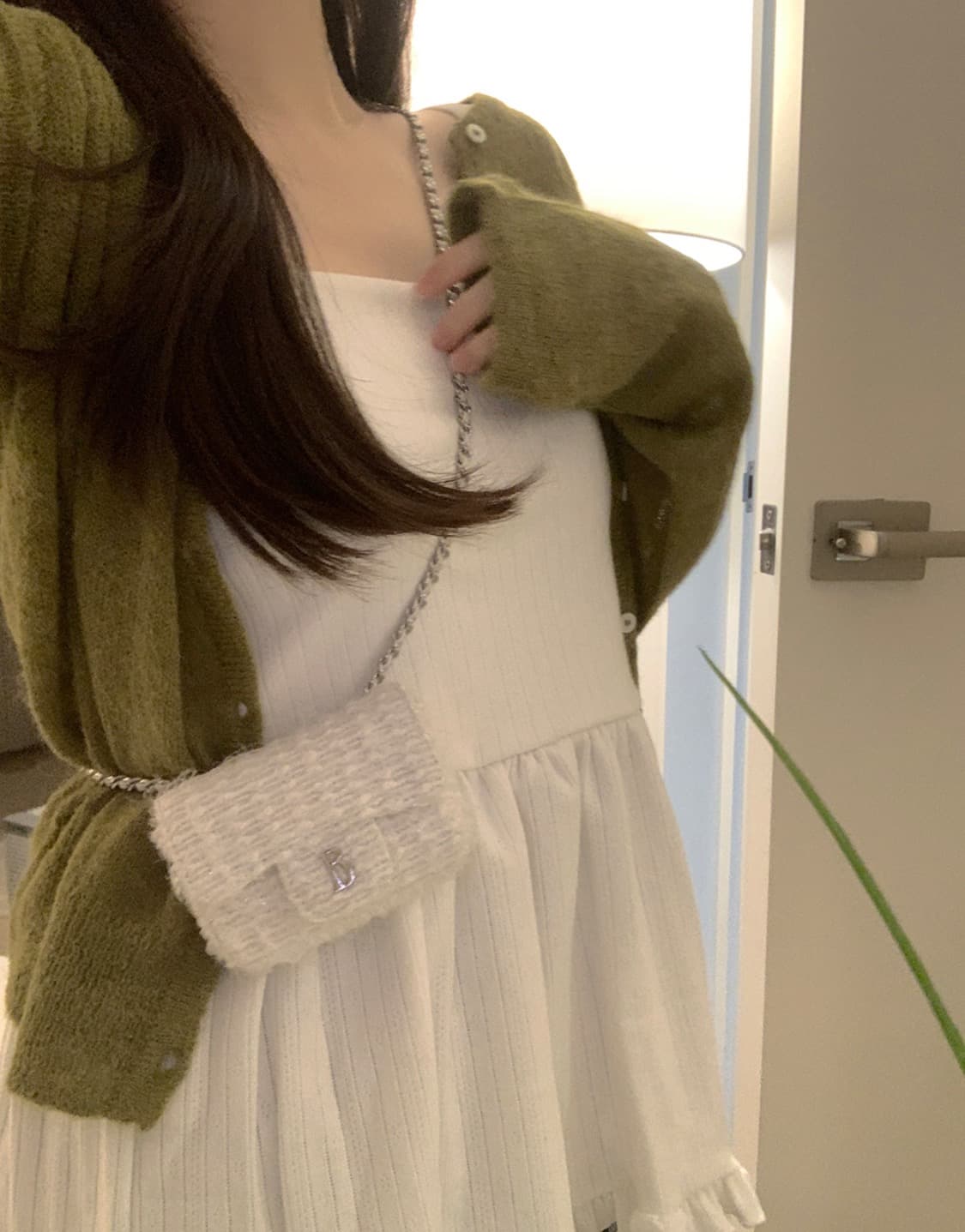 있음 선적 사이즈 업데이트 한국 chic 가을 새로운 한 부서 다용도 프릴 한 단어 캐미솔 상세 이미지 5