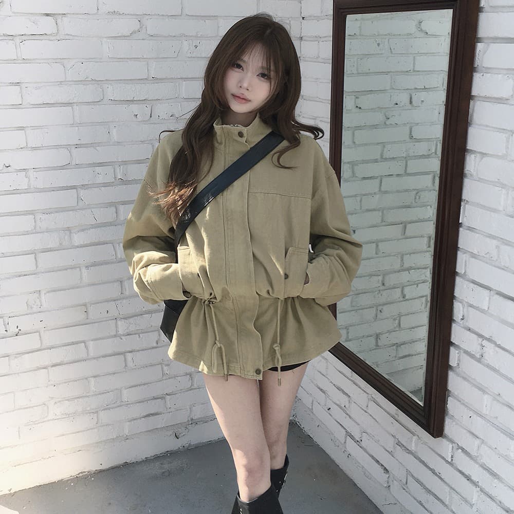 한국 chic 가을 새로운 ins 레트로 스탠드 칼라 허리 수축 재킷 세련된 재킷 이미지 5