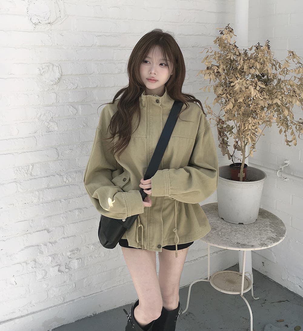 한국 chic 가을 새로운 ins 레트로 스탠드 칼라 허리 수축 재킷 세련된 재킷 상세 이미지 2