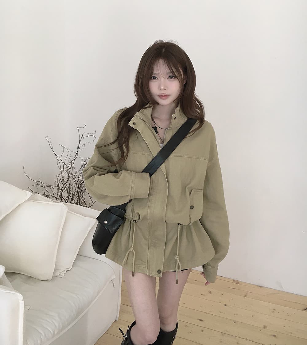 한국 chic 가을 새로운 ins 레트로 스탠드 칼라 허리 수축 재킷 세련된 재킷 상세 이미지 8