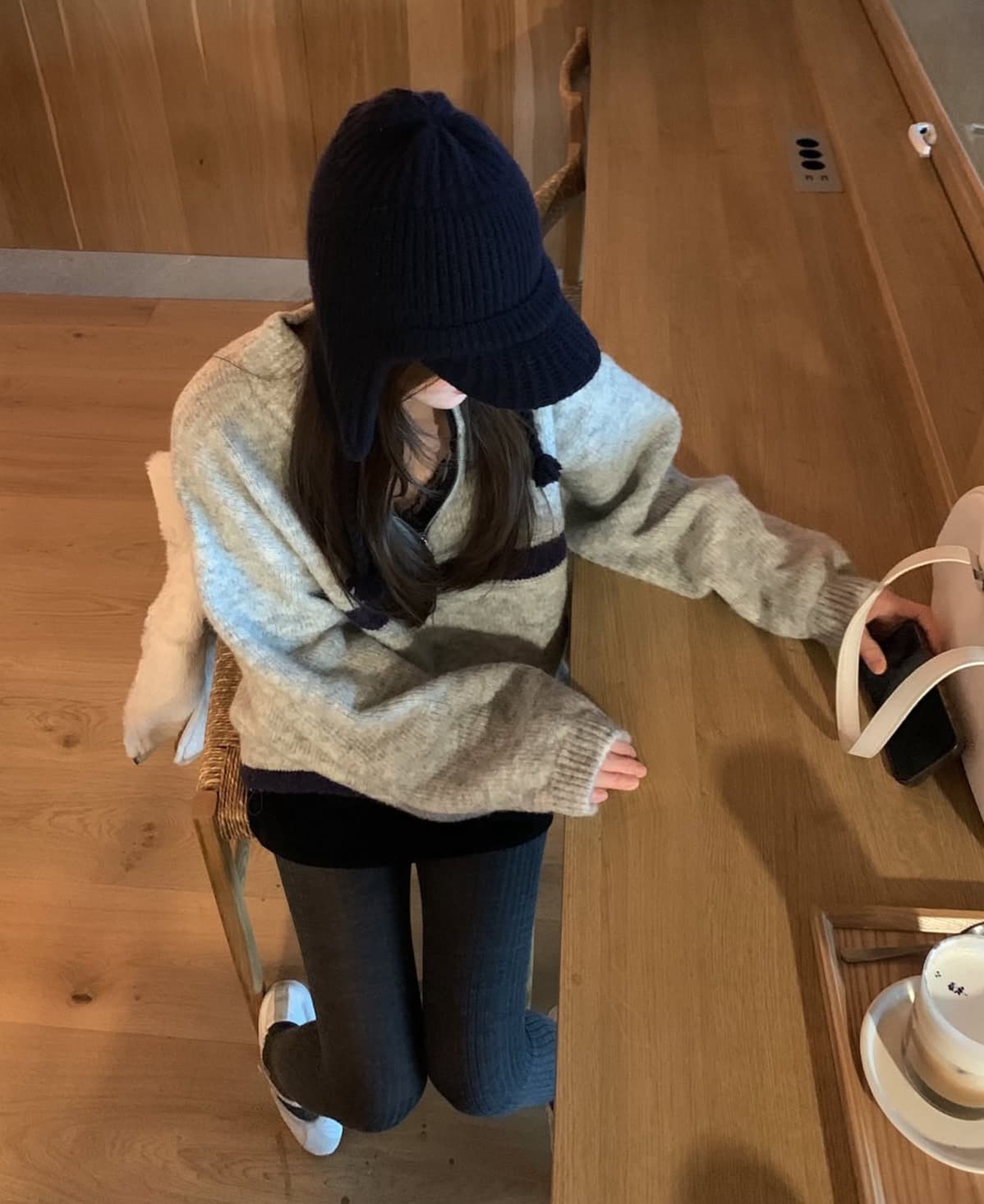 한국 chic 가을 겨울 새로운 ins 스탠드 칼라 지퍼 배색 느슨함 센스 다용도 루즈핏 긴팔 스웨터 상세 이미지 9