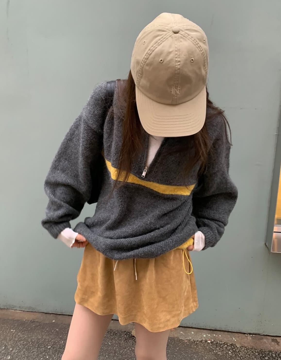 한국 chic 가을 겨울 새로운 ins 스탠드 칼라 지퍼 배색 느슨함 센스 다용도 루즈핏 긴팔 스웨터 상세 이미지 27