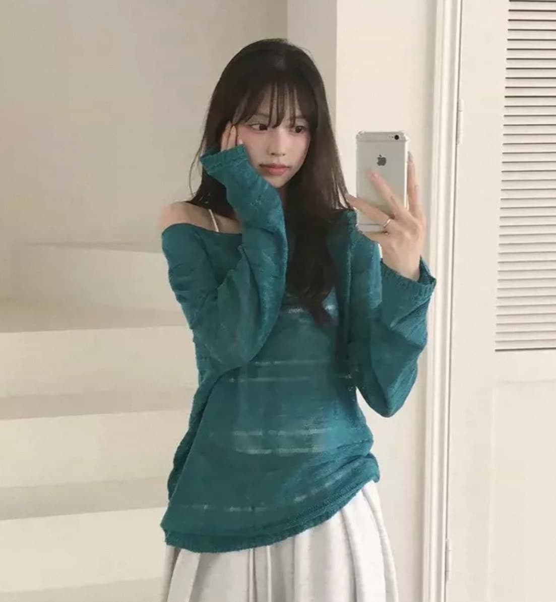 있음 선적 사이즈 업데이트 한국 chic 이른 가을 ins 홀로우 아웃 보트넥 느슨함 센스 긴팔 니트 스웨터 셔츠 상세 이미지 8
