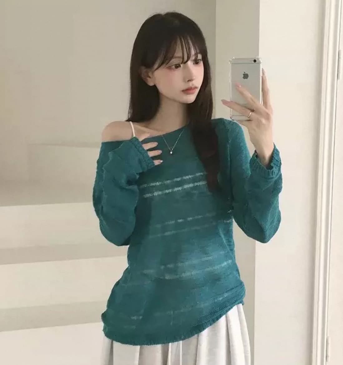 있음 선적 사이즈 업데이트 한국 chic 이른 가을 ins 홀로우 아웃 보트넥 느슨함 센스 긴팔 니트 스웨터 셔츠 상세 이미지 11