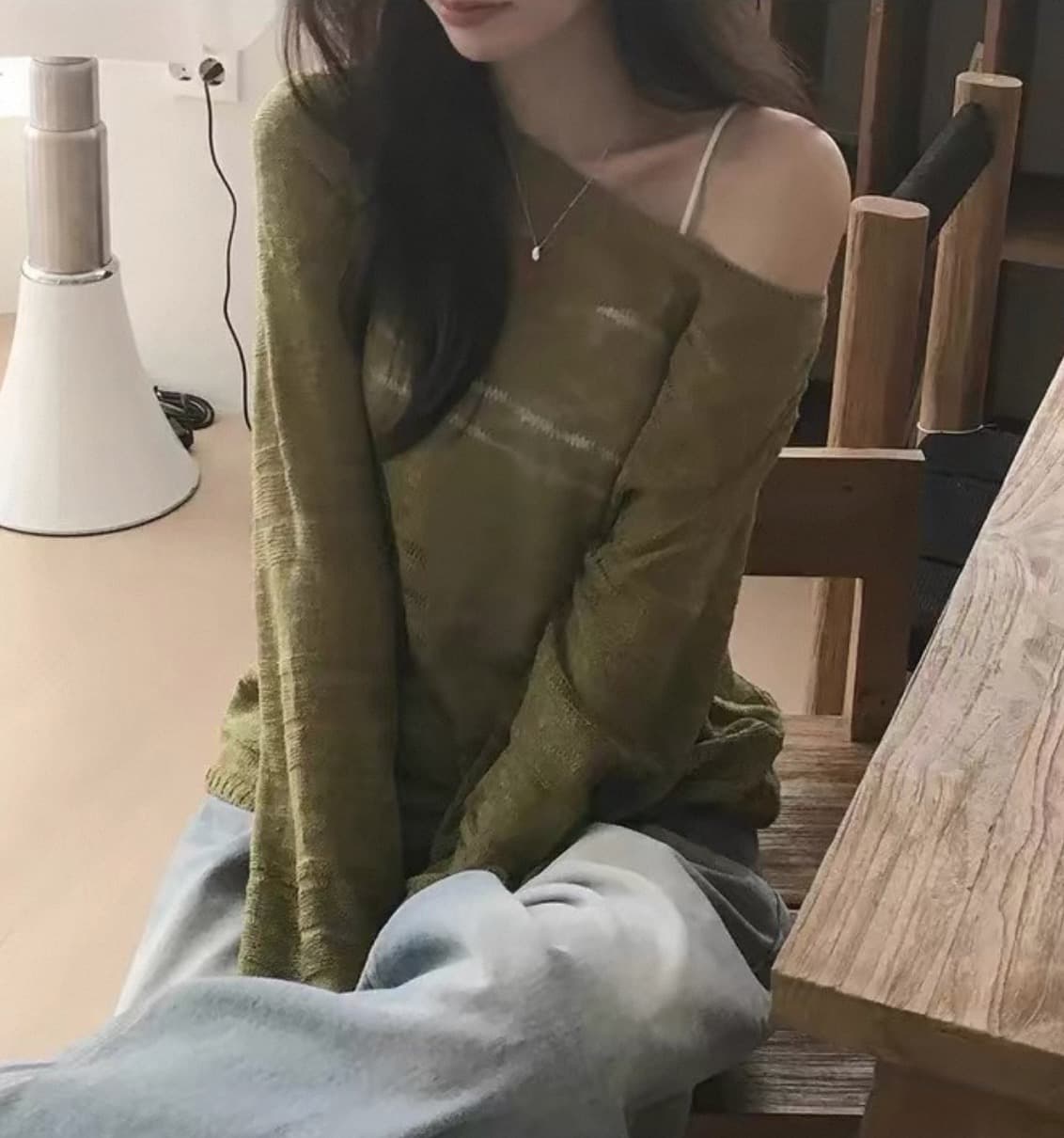 있음 선적 사이즈 업데이트 한국 chic 이른 가을 ins 홀로우 아웃 보트넥 느슨함 센스 긴팔 니트 스웨터 셔츠 상세 이미지 16
