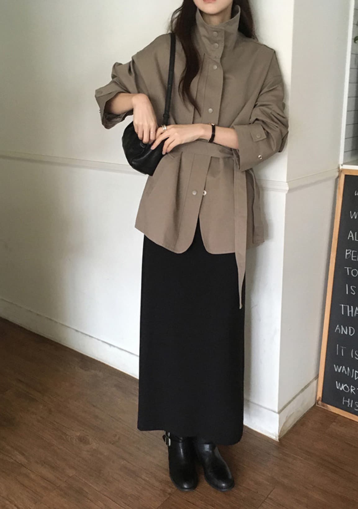 한국 chic 가을 새로운 ins 스탠드 칼라 품격 레이스업 루즈핏 재킷 재킷 상세 이미지 1