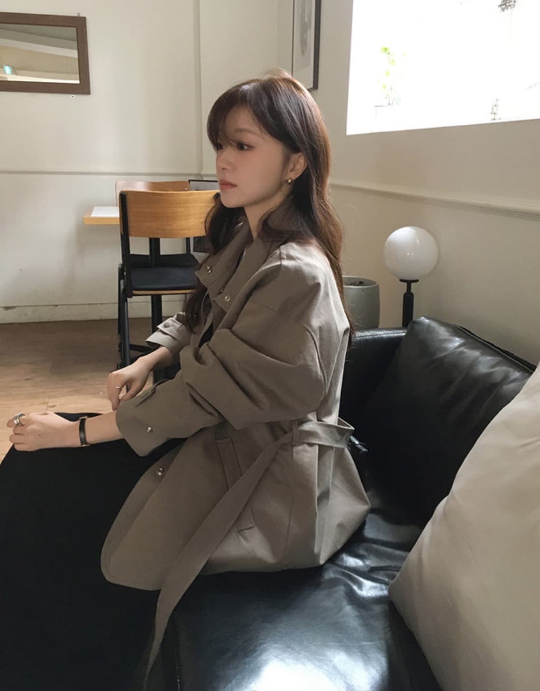 한국 chic 가을 새로운 ins 스탠드 칼라 품격 레이스업 루즈핏 재킷 재킷 상세 이미지 20