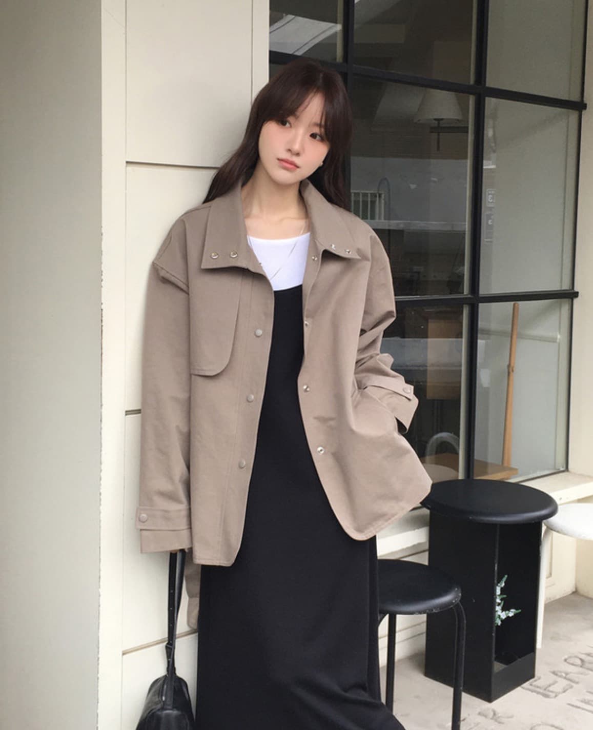 한국 chic 가을 새로운 ins 스탠드 칼라 품격 레이스업 루즈핏 재킷 재킷 상세 이미지 22