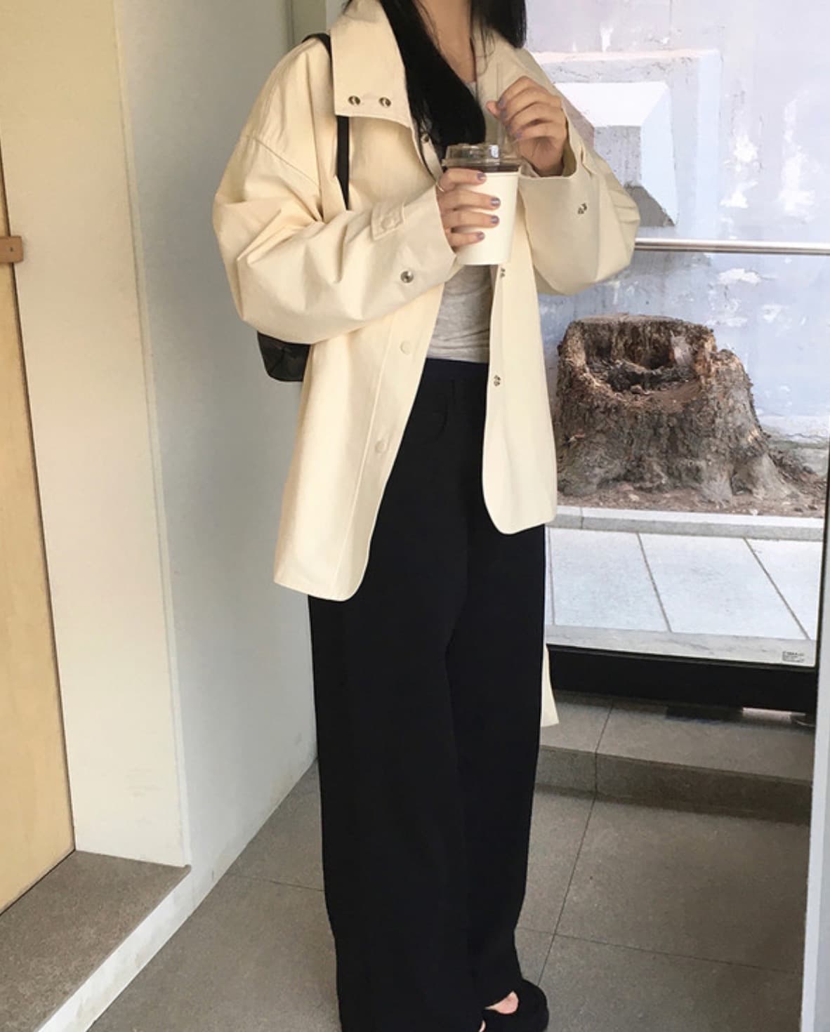 한국 chic 가을 새로운 ins 스탠드 칼라 품격 레이스업 루즈핏 재킷 재킷 상세 이미지 24