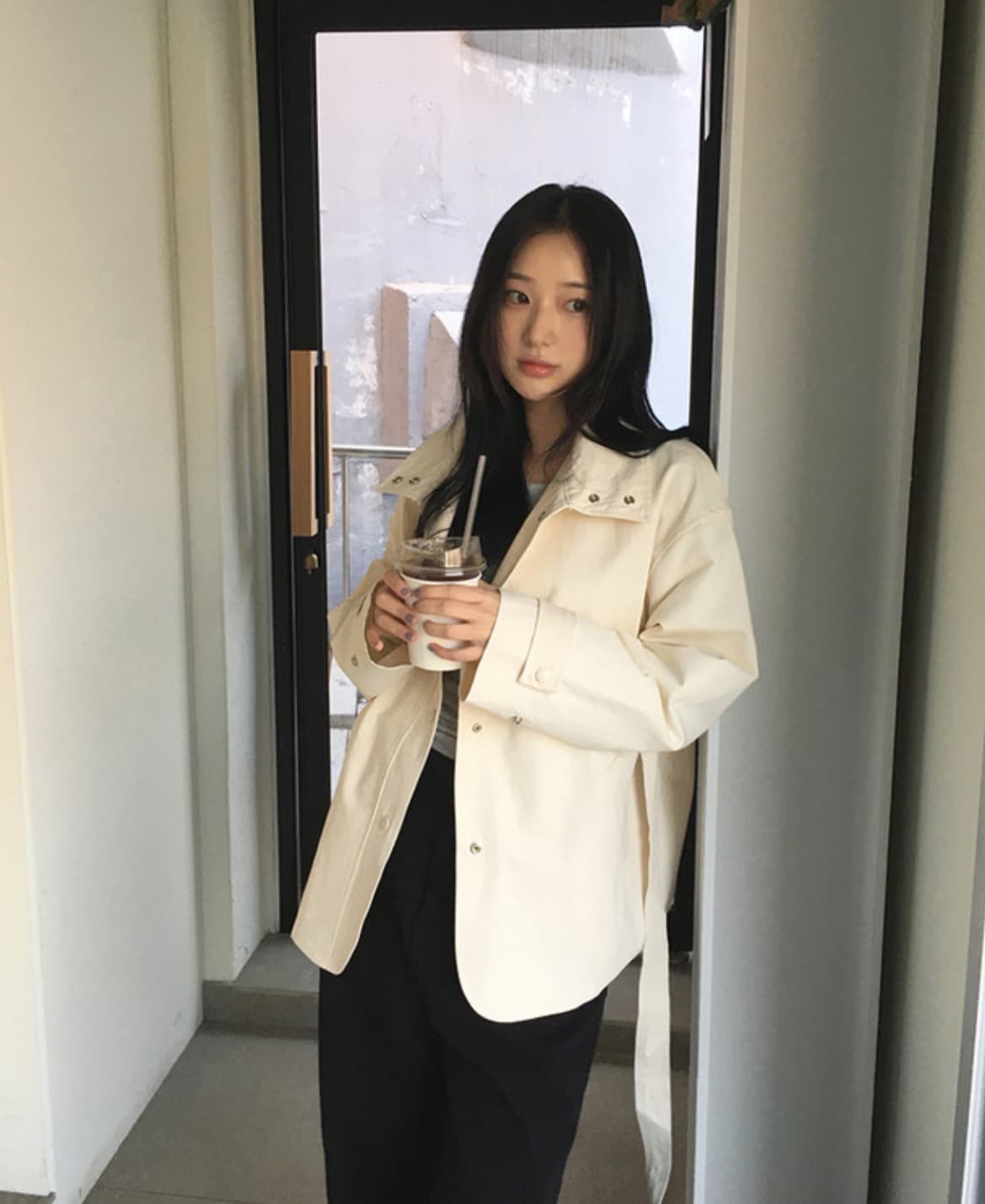 한국 chic 가을 새로운 ins 스탠드 칼라 품격 레이스업 루즈핏 재킷 재킷 상세 이미지 27