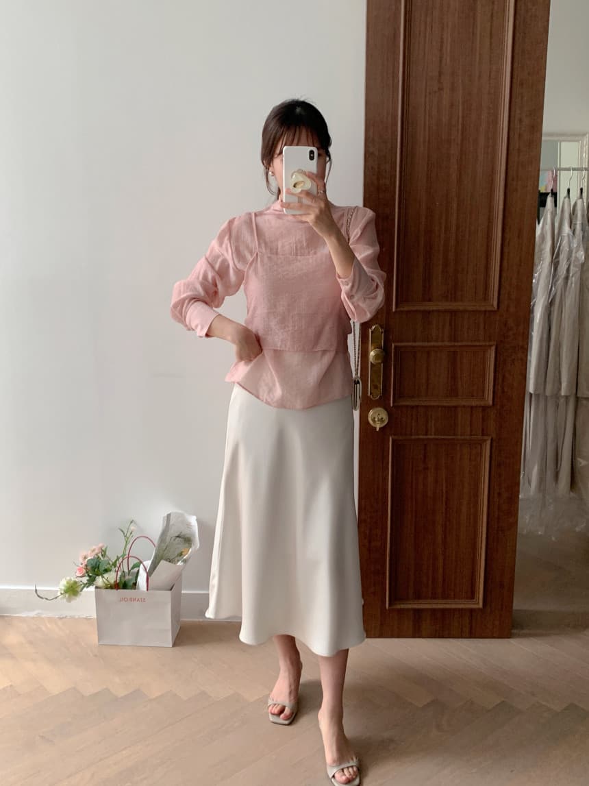 있음 선적 사이즈 업데이트 한국 chic 가을 새로운 슬립 패치워크 뒤로 부서 나비 매듭 품격 셔츠 상세 이미지 13