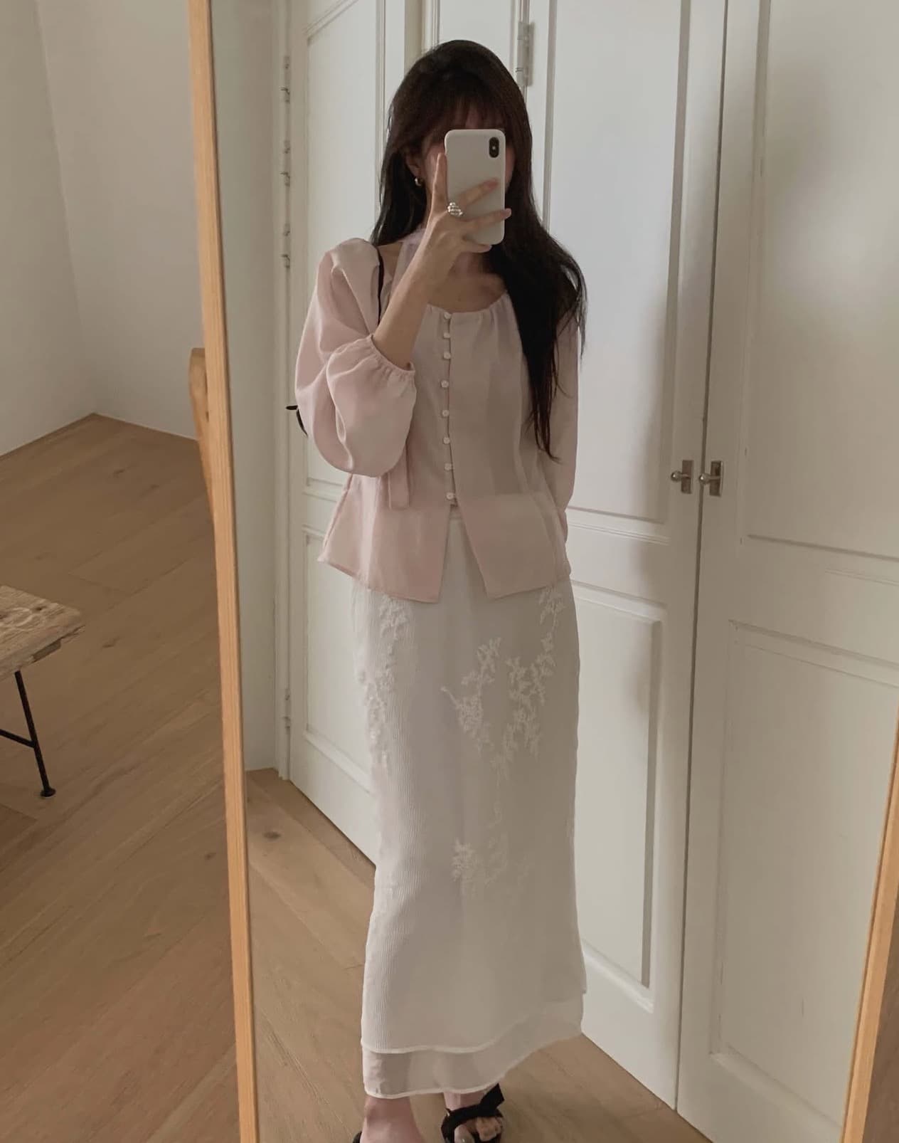 한국 chic 가을 새로운 ins 부드러운 바람 행침 목 리본 품격 단추 긴팔 셔츠 상세 이미지 5