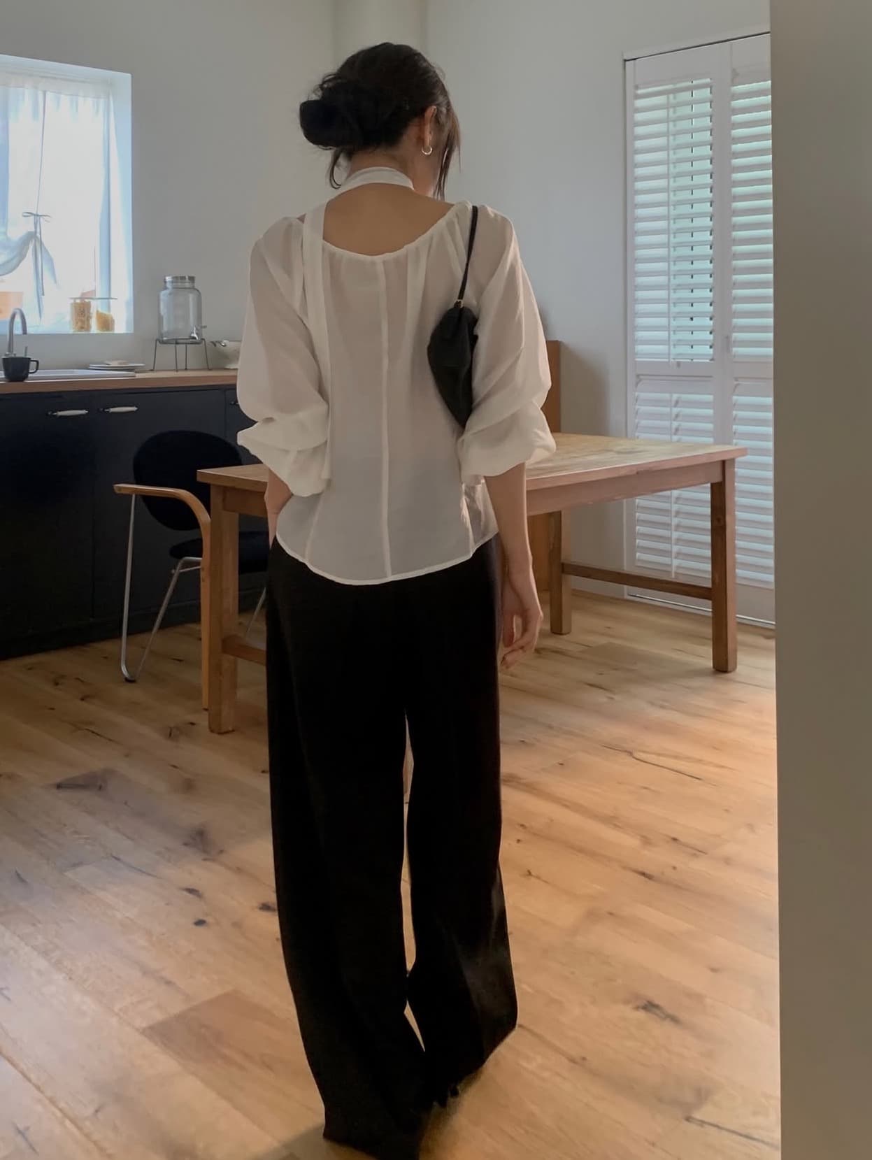 한국 chic 가을 새로운 ins 부드러운 바람 행침 목 리본 품격 단추 긴팔 셔츠 상세 이미지 22