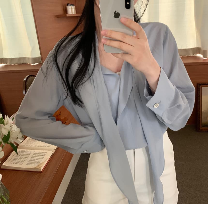 있음 선적 사이즈 업데이트 한국 chic 가을 새로운 ins 리본 디자인 센스 품격 다용도 긴팔 셔츠 상세 이미지 27